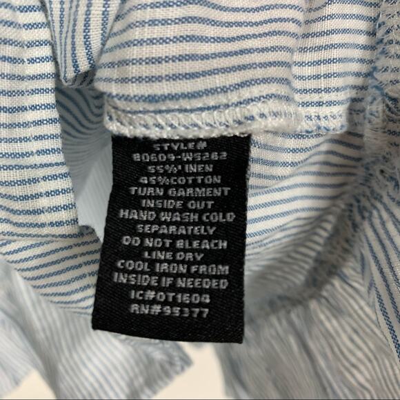Sanctuary Narrow Blue Stripe Linen Top Sz Small - Picture 7 of 8